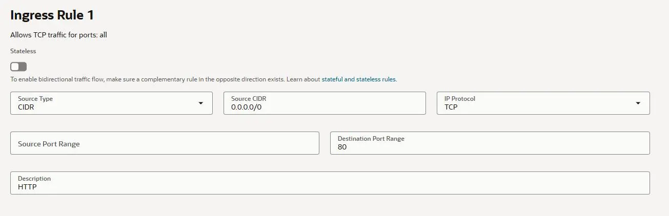oracle open http port